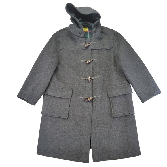 Monty Coat Men's Wool Blend Plaid Lined Duffle Coat Size 48‎ Made in England